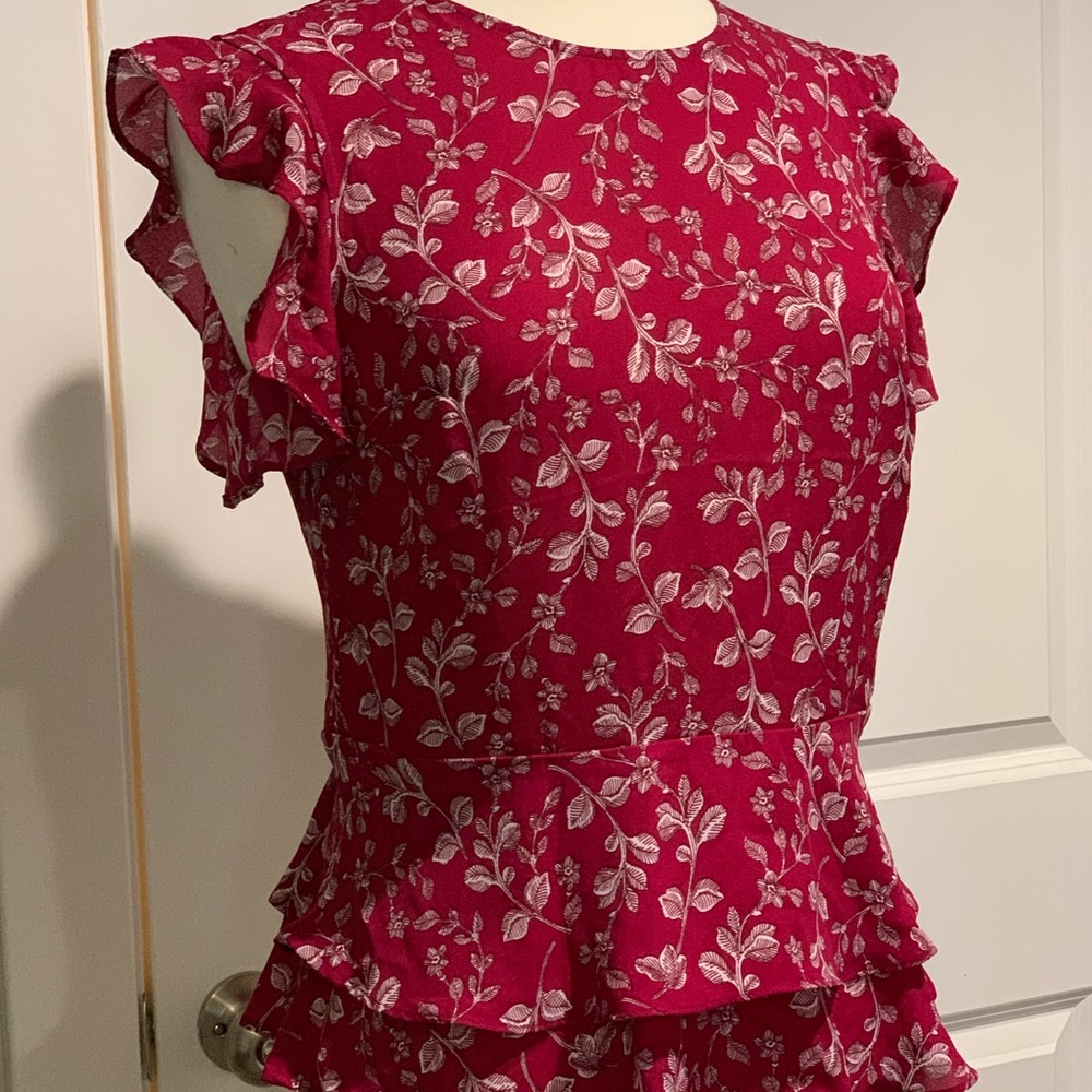 Ruffle sleeve Banana Republic peplum blouse sz 6